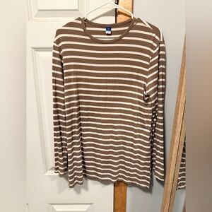 Striped Brown and White Long Sleeve Tee